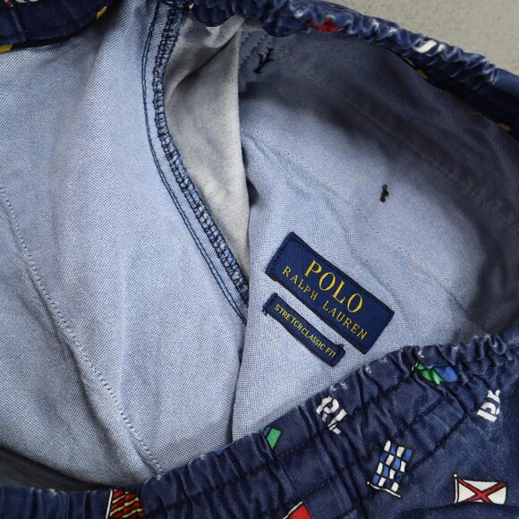 Polo Ralph Lauren Mens Swim Trunks Shorts Size L Blue Nautical Flag Drawstring - Picture 3 of 8